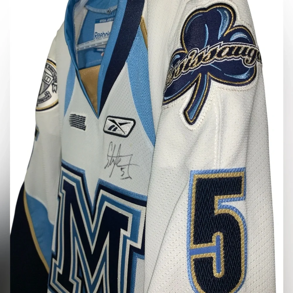 GAME WORN  Stuart Percy Mississauga St. Michael’s Majors OHL Jersey Size 56 Auto - Picture 4 of 10